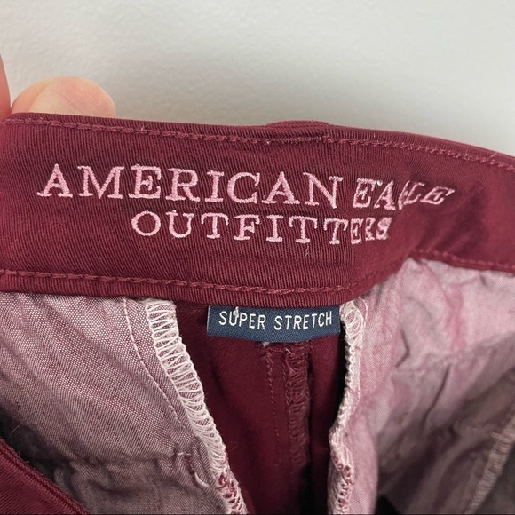 American Eagle SZ 0 Short Burgundy Super Stretch Skinny Ankle Mid Rise - Picture 4 of 5
